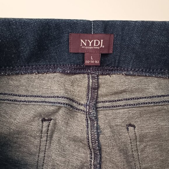 NYDJ Pull-On Jeans Size L High Rise Boot Cut Dark Wash - Picture 5 of 9